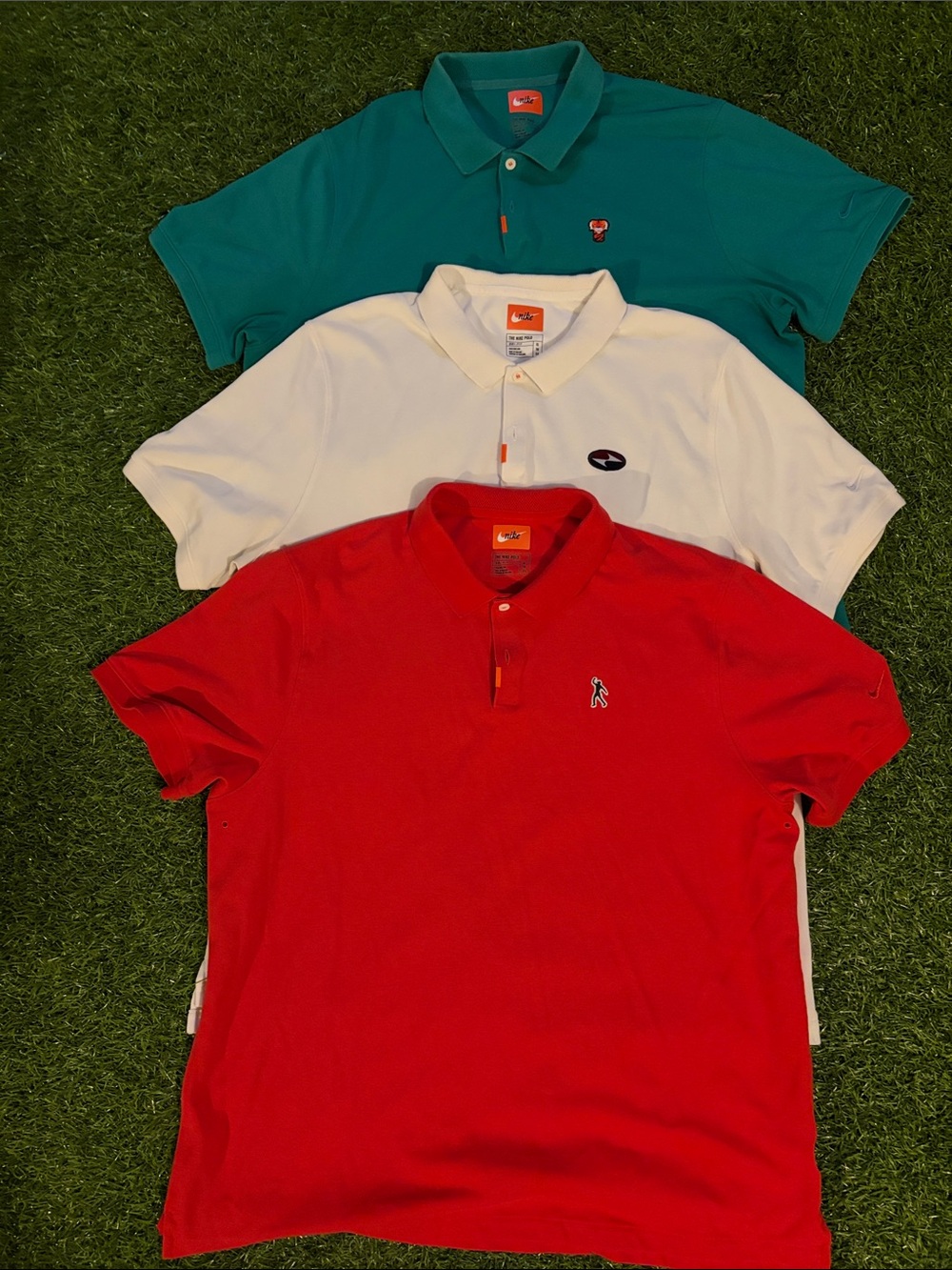 Lot (3) of Nike Golf Polos - Tiger Woods Logo